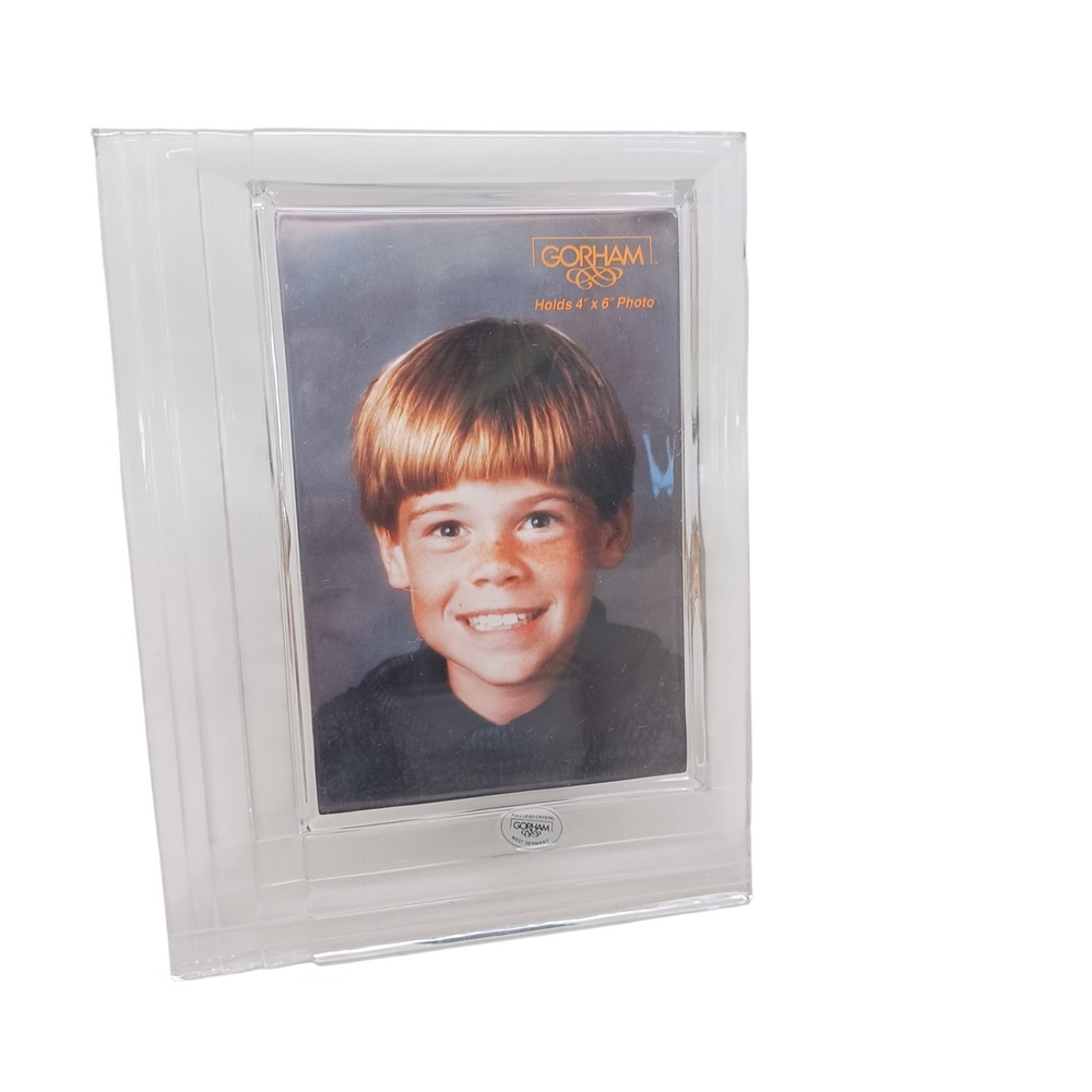 Gorham Full Lead Crystal Picture Frame 4x6 West Germany Tiered Art Deco Clear